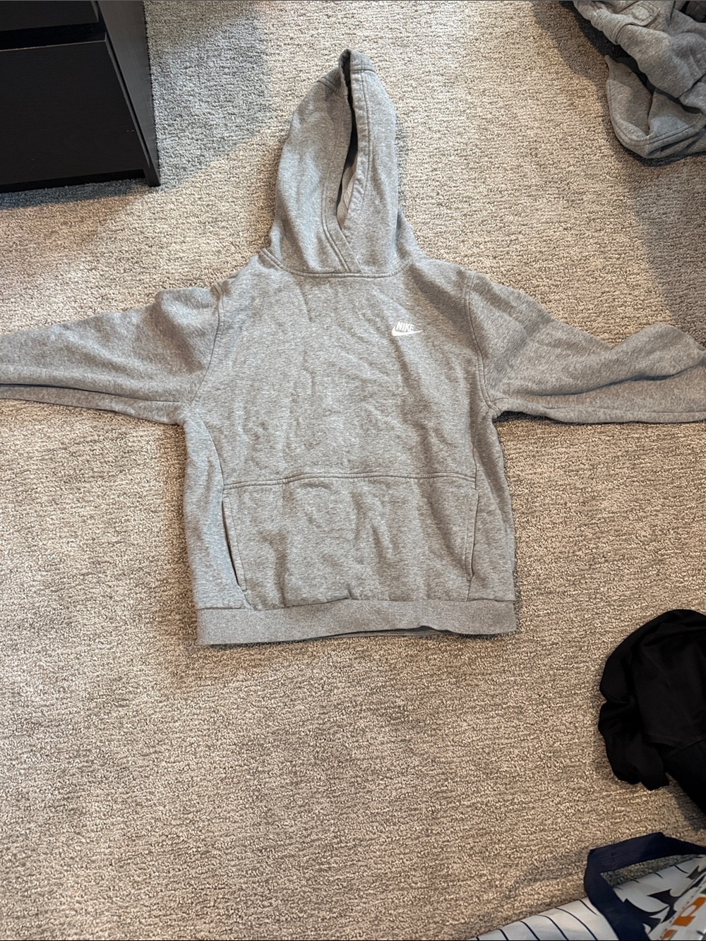 Nike Light Gray Hooded Sweatshirt with White Logo